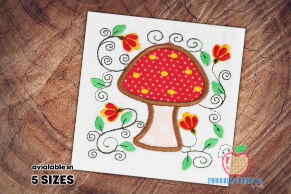 Evaluating Mushroom with Floral Design Applique for Craft Fair Sales