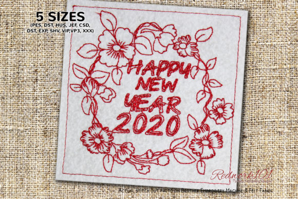 Floral Frame New Year Design for Business Merch