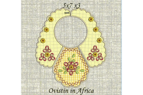 Sweet Yellow Floral Baby Bib Embroidery Design